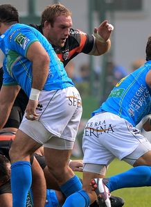 Treviso v Toulouse Tobias Botes on a run Treviso v Toulouse Tobias Botes on a run