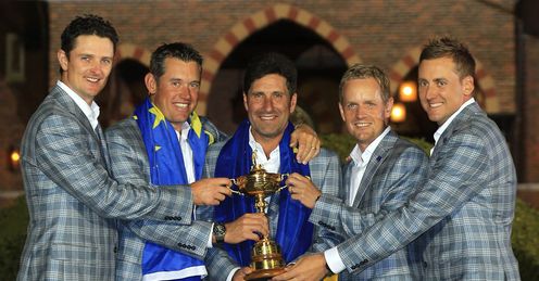 Remarkable: Rose, Westwood, Donald and Poulter helped captain Olazabal secure incredible win