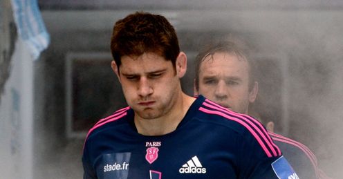 Stade Francais lock Pascal Pape runs out Stade Francais lock Pascal Pape runs out