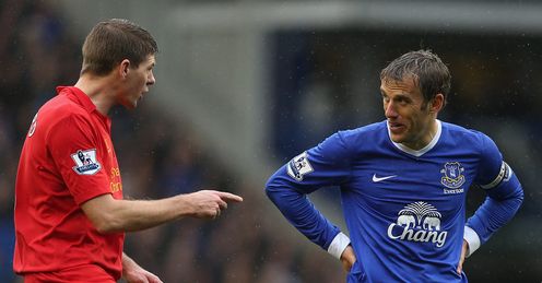 Neville: Everton skipper will clash with Liverpool's Gerrard for final time this weekend