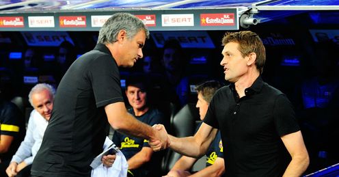Changing times: Vilanova (right) has adopted a new philosophy at Barcelona