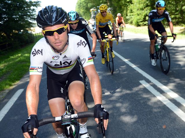 Cavendish: In action in the world champion's jersey