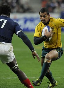 Australian fullback Kurtley Beale R vies with French flanker Fulgence Ouedraogo Australian fullback Kurtley Beale R vies with French flanker Fulgence Ouedraogo