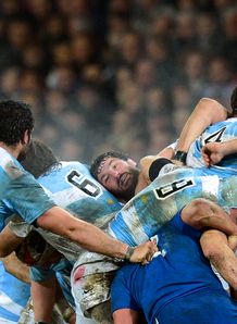 France s prop Yannick Forestier C vies with Argentina s players France s prop Yannick Forestier C vies with Argentina s players