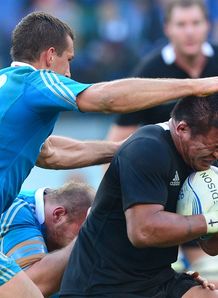 New Zealand Keven Mealamu R is tackled by Italy s centre Alberto Sgarbi New Zealand Keven Mealamu R is tackled by Italy s centre Alberto Sgarbi