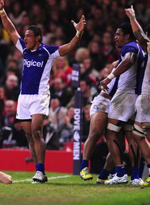 Samoa celebration v Wales autumn internationals