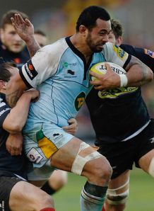 Samu Manoa of Northampton charges through the Newport defence Samu Manoa of Northampton charges through the Newport defence