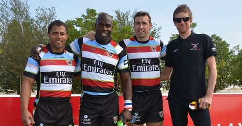 Wiggins (far right) with Robinson, Offiah and Joining Jack founder Johnson