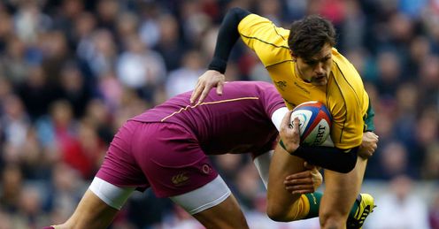 England v Australia Toby Flood of England tackles Adam Ashley Cooper of Australia England v Australia Toby Flood of England tackles Adam Ashley Cooper of Australia
