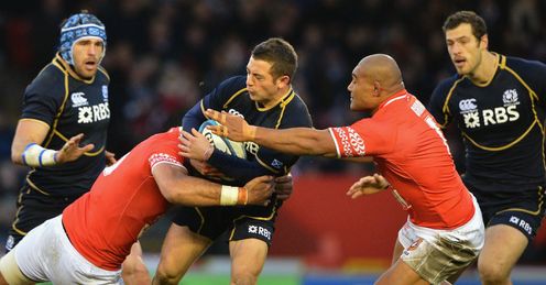 Greig Laidlaw tackled Scotland v Tonga Greig Laidlaw tackled Scotland v Tonga