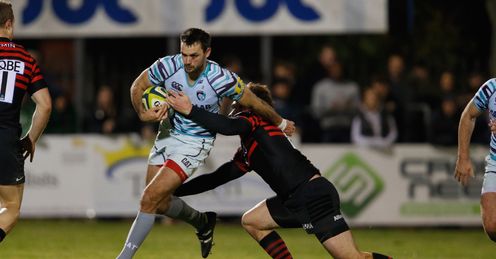 Niall Morris of Leicester is tackled Niall Morris of Leicester is tackled