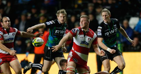 Ross Moriarty of Gloucester offloads the ball Ross Moriarty of Gloucester offloads the ball