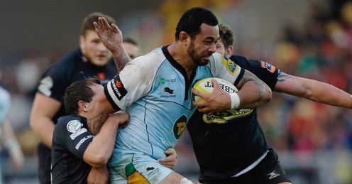 Samu Manoa of Northampton charges through the Newport defence Samu Manoa of Northampton charges through the Newport defence