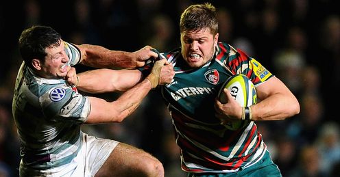 'Ed Slater' Leicester Tigers running with the ball against Declan Danaher of London Irish 'Ed Slater' Leicester Tigers running with the ball against Declan Danaher of London Irish