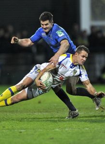 Jonathan Sexton tackles Lee Byrne Leinster v Clermont Auvergne Heineken Cup Pool 5 Stade Marcel Michelin Jonathan Sexton tackles Lee Byrne Leinster v Clermont Auvergne Heineken Cup Pool 5 Stade Marcel Michelin