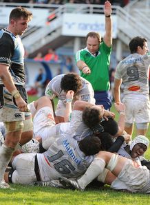 Castres flanker Yannick Caballero C scores v Glasgow Castres flanker Yannick Caballero C scores v Glasgow