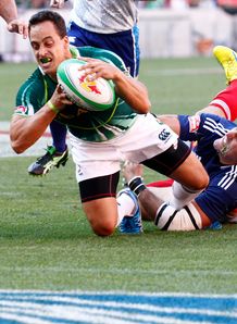 Paul Delport of South Africa scores a try sevens Paul Delport of South Africa scores a try sevens