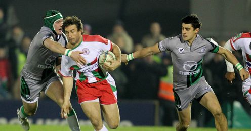 Marcelo Bosch with ball is tackled by Dave McSharry far left Biarritz v Connacht Heineken Cup Pool Three Galway Sportsground Marcelo Bosch with ball is tackled by Dave McSharry far left Biarritz v Connacht Heineken Cup Pool Three Galway Sportsground