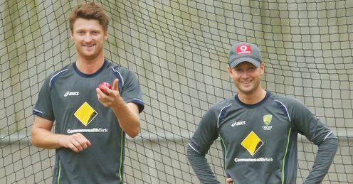 Jackson Bird and Michael Clarke Australia nets MCG Melbourne