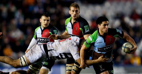 Ben Botica with ball Harlequins Heineken Cup Ben Botica with ball Harlequins Heineken Cup