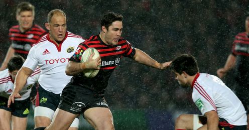 Brad Barritt of Saracens steps inside Conor Murray of Munster Brad Barritt of Saracens steps inside Conor Murray of Munster