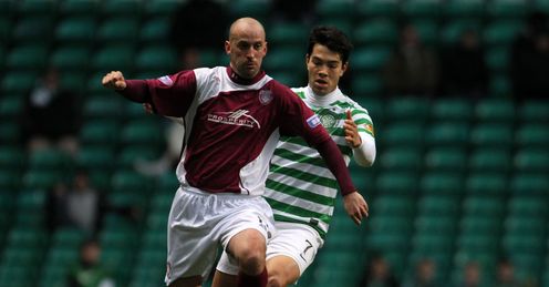 Arbroath player-manager Paul Sherrin during the 1-1 draw at Celtic Park