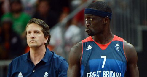 Team GB coach Chris Finch (L) and forward Pops Mensah-Bonsu