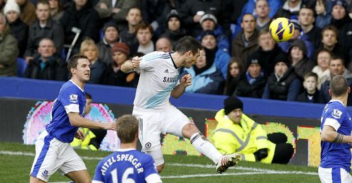 Lampard: scoring the first of his brace against Everton