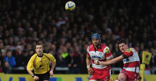 Freddie Burns kicks a penalty for Gloucester Freddie Burns kicks a penalty for Gloucester