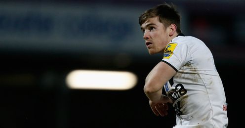 Tom Heathcote kicks penalty try Exeter v Bath Tom Heathcote kicks penalty try Exeter v Bath