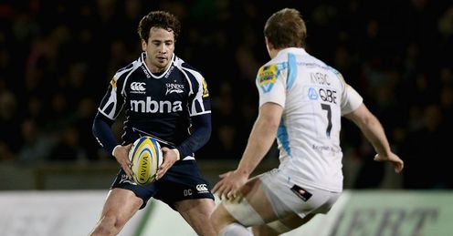 Danny Cipriani Sale Sharks running with the ball against Worcester Danny Cipriani Sale Sharks running with the ball against Worcester