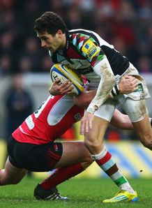 Ollie Lindsay Haue makes a break for Harlequins against London Irish