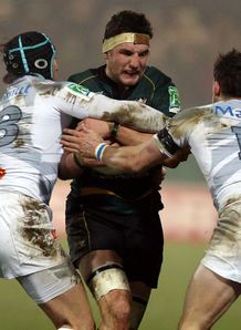 Phil Dowson is tackled Northampton v Castres Heineken Cup