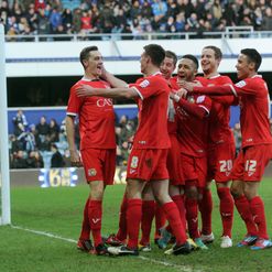 Darren Potter celebrates scoring for MK Dons