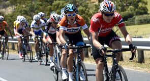 Edvald Boasson Hagen set tempo on the final climb as the race came down to Old Willunga Hill