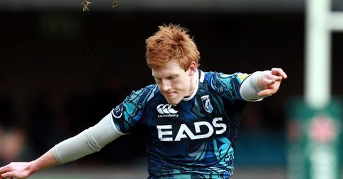 Cardiff Blues Rhys Patchell kicks a penalty Cardiff Blues Rhys Patchell kicks a penalty