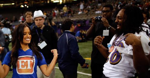 Damien Berry and Rocsi Diaz Super Bowl media day