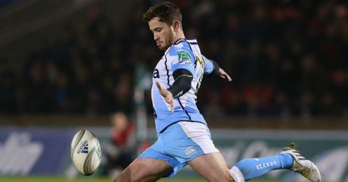 Danny Cipriani Sale v Montpellier of Sale Sharks makes a kick Danny Cipriani Sale v Montpellier of Sale Sharks makes a kick
