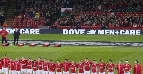 Wales line up for anthem