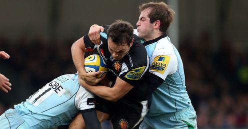 Phil Dollman tackled by Stephen Myler Exeter v Northampton Sandy Park January 5 2012 Phil Dollman tackled by Stephen Myler Exeter v Northampton Sandy Park January 5 2012