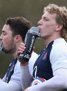 Brad Barritt and Billy Twelvetrees having a drink Brad Barritt and Billy Twelvetrees having a drink