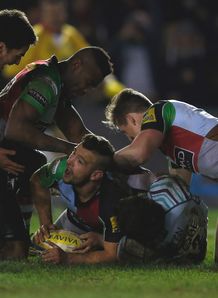 Danny Care of Quins celebrates scoring v Leicester tigers Danny Care of Quins celebrates scoring v Leicester tigers