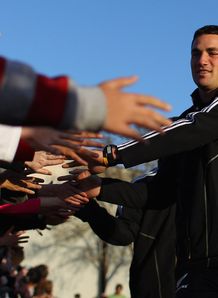 Richard Kahui shaking hands with fans Richard Kahui shaking hands with fans