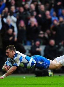 Scotland v Italy Stuart Hogg dives try Scotland v Italy Stuart Hogg dives try