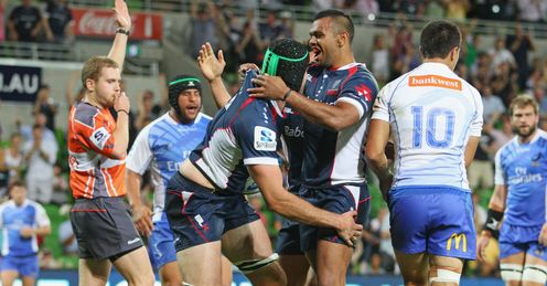 Hugh Pyle and Kurtley Beale Melbourne Rebels v Western Force round one 2013 Hugh Pyle and Kurtley Beale Melbourne Rebels v Western Force round one 2013