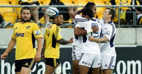 Blues celebrate v Hurricanes Super Rugby Blues celebrate v Hurricanes Super Rugby