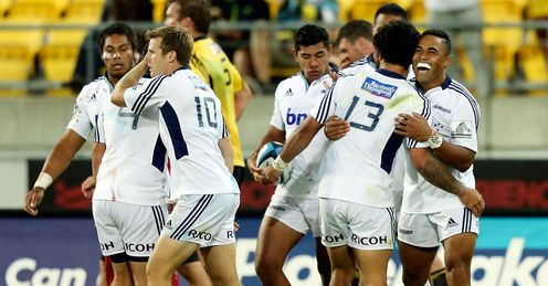 Blues celebration v Hurricanes Super Rugby Blues celebration v Hurricanes Super Rugby