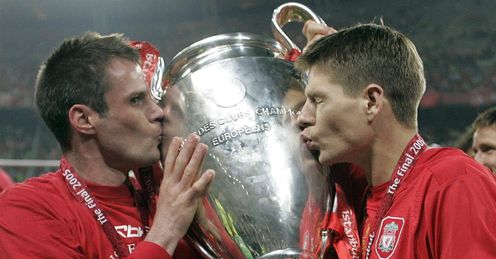Carragher (left): lifted the Champions League during a fine career with Liverpool