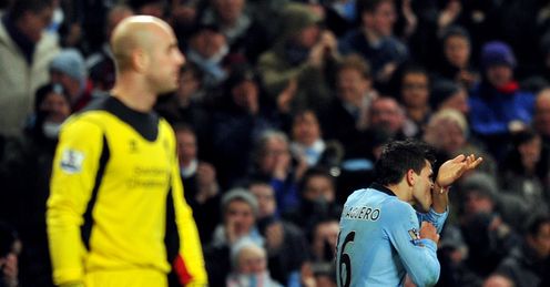 Manchester City v Liverpool Sergio Aguero celeb
