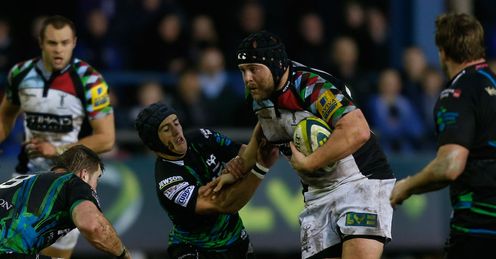 Mark Lambert of Harlequins charges upfield Mark Lambert of Harlequins charges upfield
